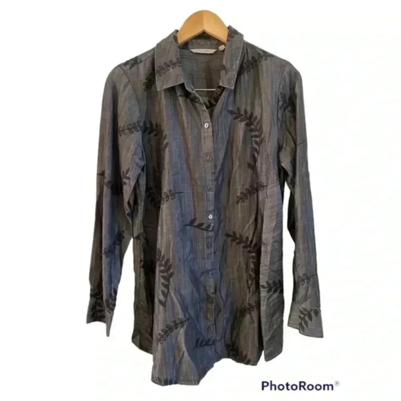 Soft Surroundings Womens Chambray Button Down Top - Picture 1 of 5